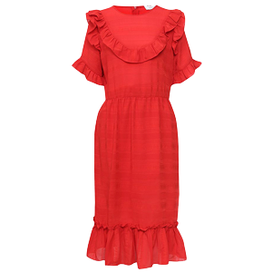 Cotton Cloud Blue Jay Basics SELF STRIPE RUFFLE DRESS Cotton Cloud Blue Jay Basics SELF STRIPE RUFFLE DRESS